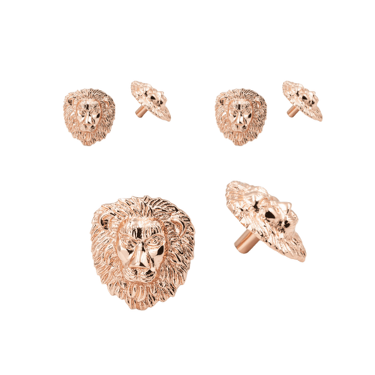 x6 Brass Lion Drawer Cabinet Knobs - Nickel, Brass, Rose Gold & Heritage Finishes - Brass bee