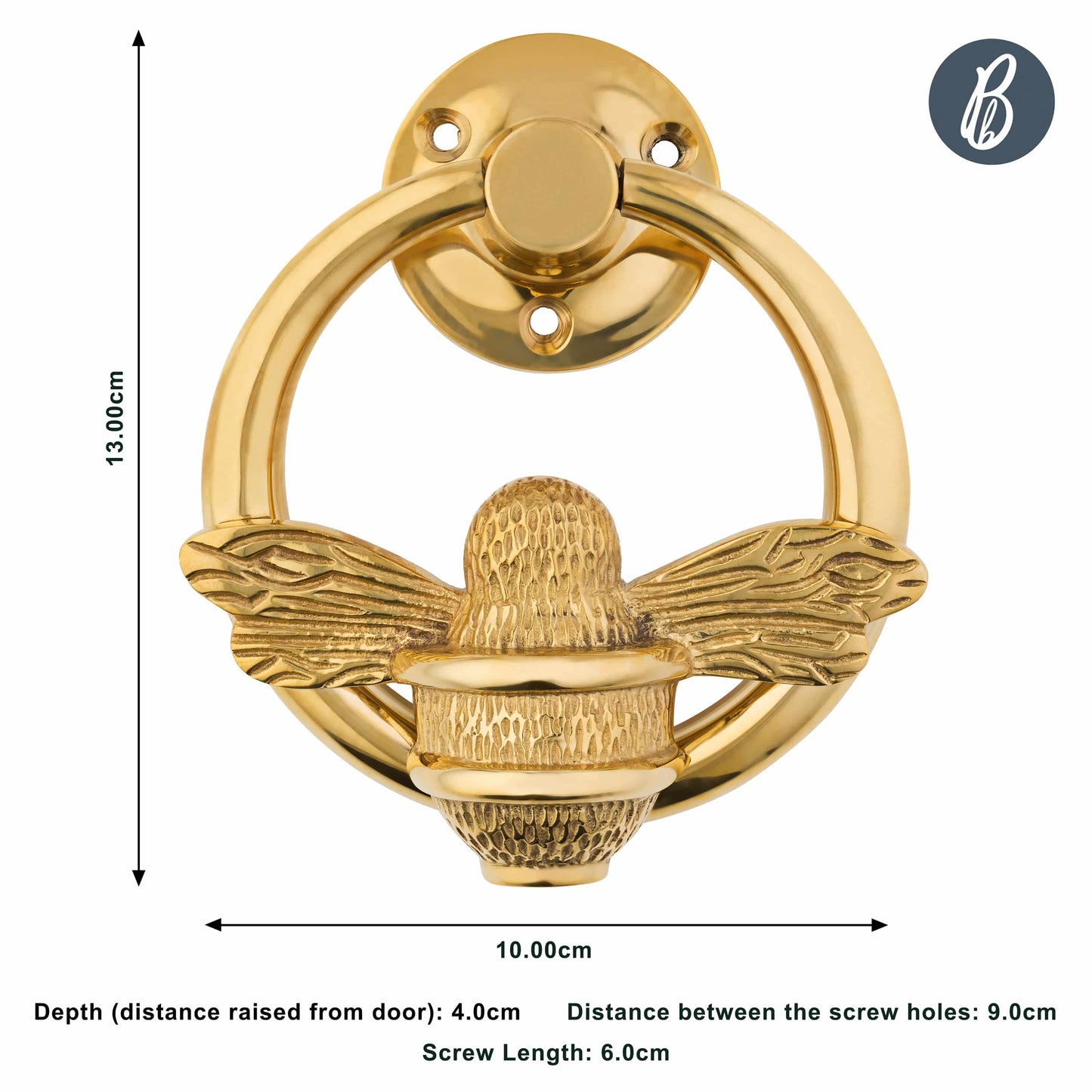 Brass Bumble Bee Ring Door Knocker - Brass Finish - Brass bee