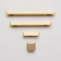 Solid Brass Art Deco Kitchen Pull Handles & Knobs With Backplates - Satin Brass Finish