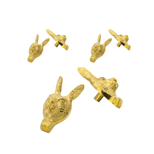 x6 Brass Hare Drawer Cabinet Knobs - Nickel, Brass & Rose Gold Finishes - Brass bee