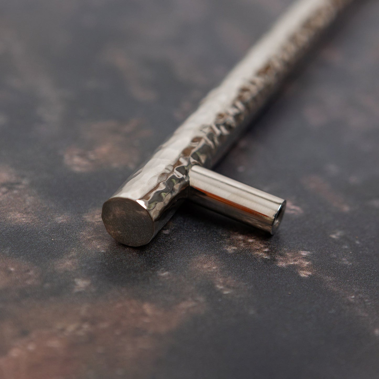 Solid Brass Nickel Hammered Cabinet Pull Handles & Knobs - Polished Nickel Finish