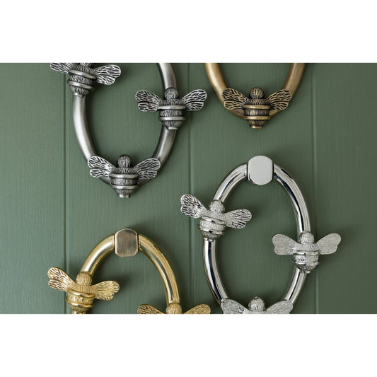 Solid Brass Nectar Bee Door Knockers - Premium Size - Brass bee