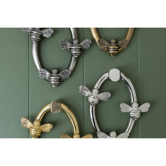 Solid Brass Nectar Bee Door Knockers - Premium Size - Brass bee