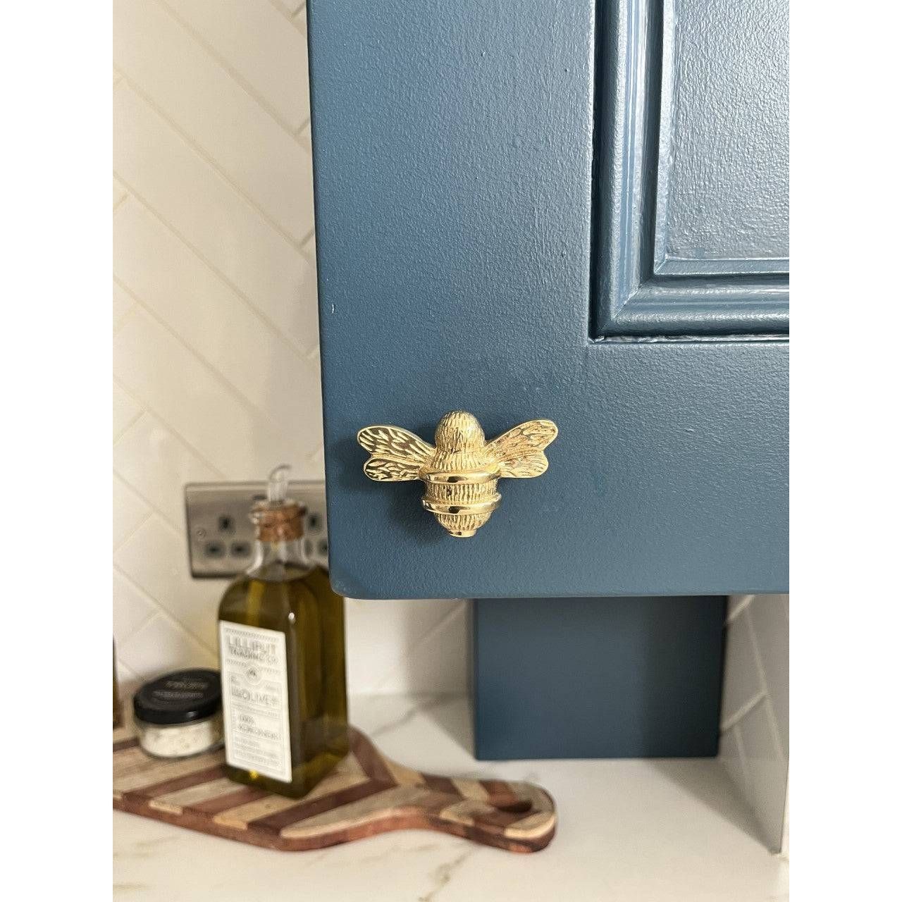 Brass Bee Drawer Cabinet Knob - Brass Finish - Brass bee