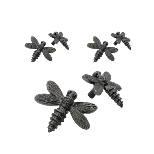 x6 Brass Dragonfly Drawer Cabinet Knobs - Nickel, Brass, Black, Satin, Copper, Pewter & Rose Gold Finishes - Brass bee