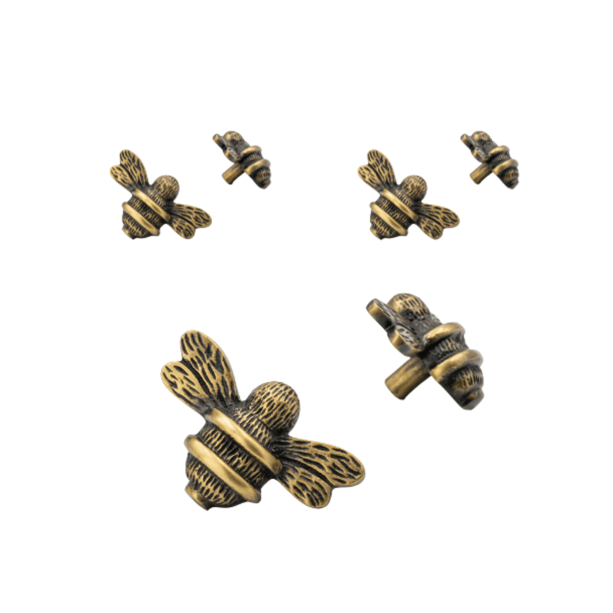 x6 Brass Bee Drawer Cabinet Knobs - Nickel, Brass, Rose Gold, Pewter, Black, Heritage & Satin Finishes - Brass bee
