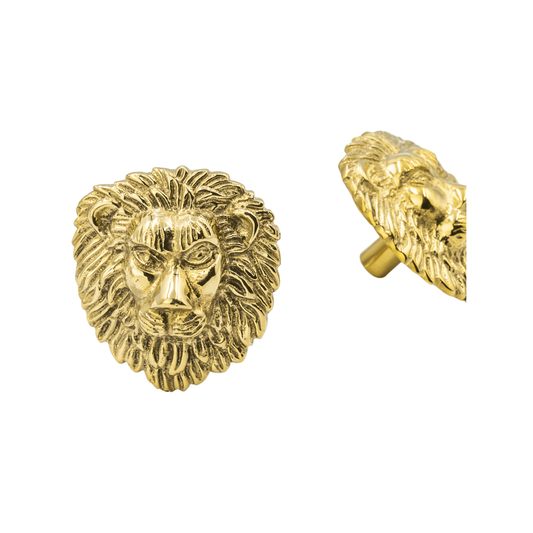 Brass Lion Drawer Cabinet Knob - Brass Finish - Brass bee