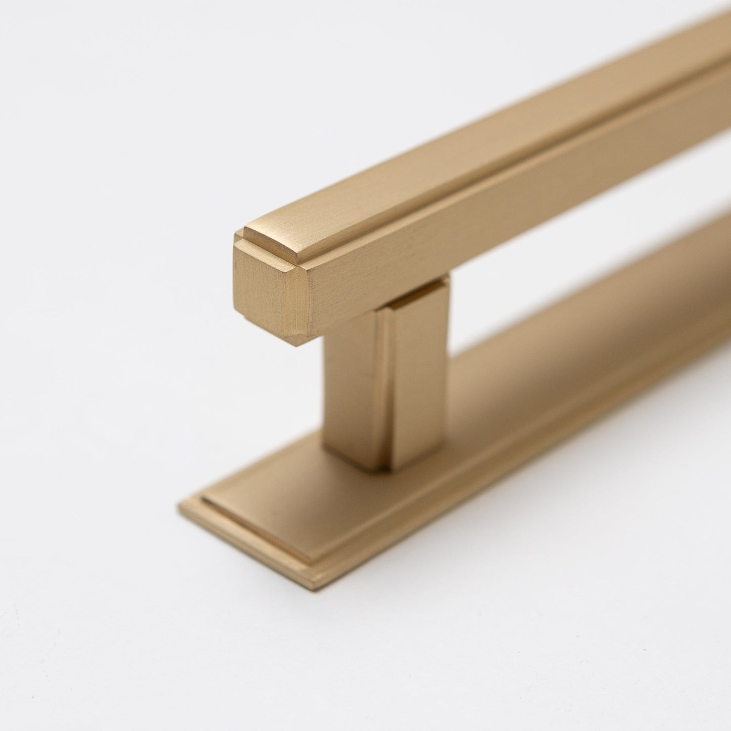 Solid Brass Art Deco Kitchen Pull Handles & Knobs With Backplates - Satin Brass Finish