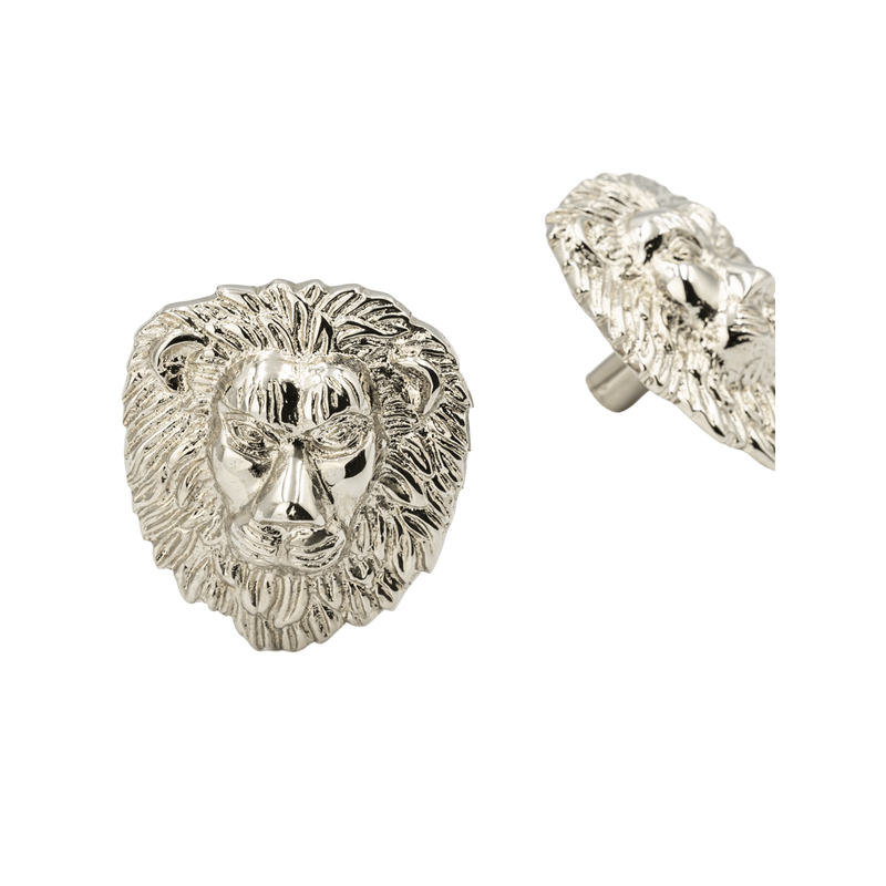 Brass Lion Drawer Cabinet Knob - Nickel Finish - Brass bee