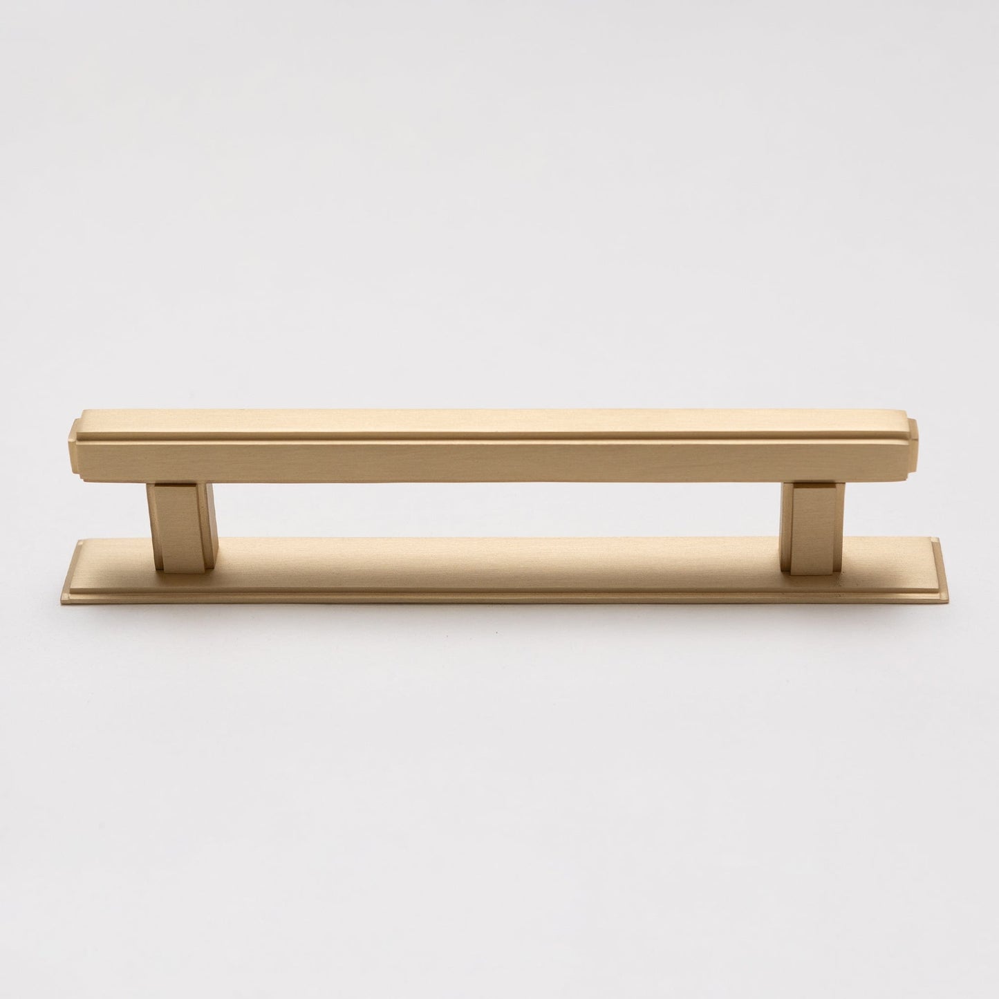 Solid Brass Art Deco Kitchen Pull Handles & Knobs With Backplates - Satin Brass Finish