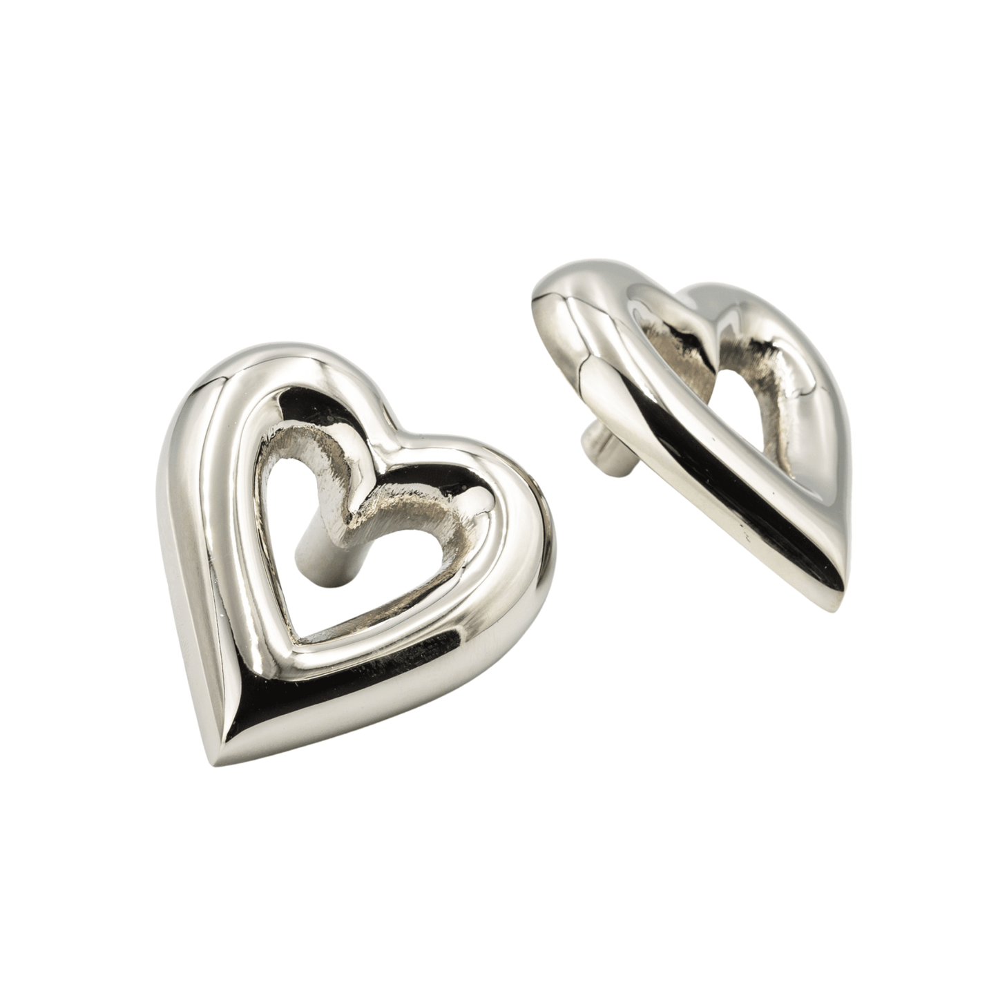 Brass Heart Drawer Cabinet Knob - Nickel Finish - Brass bee