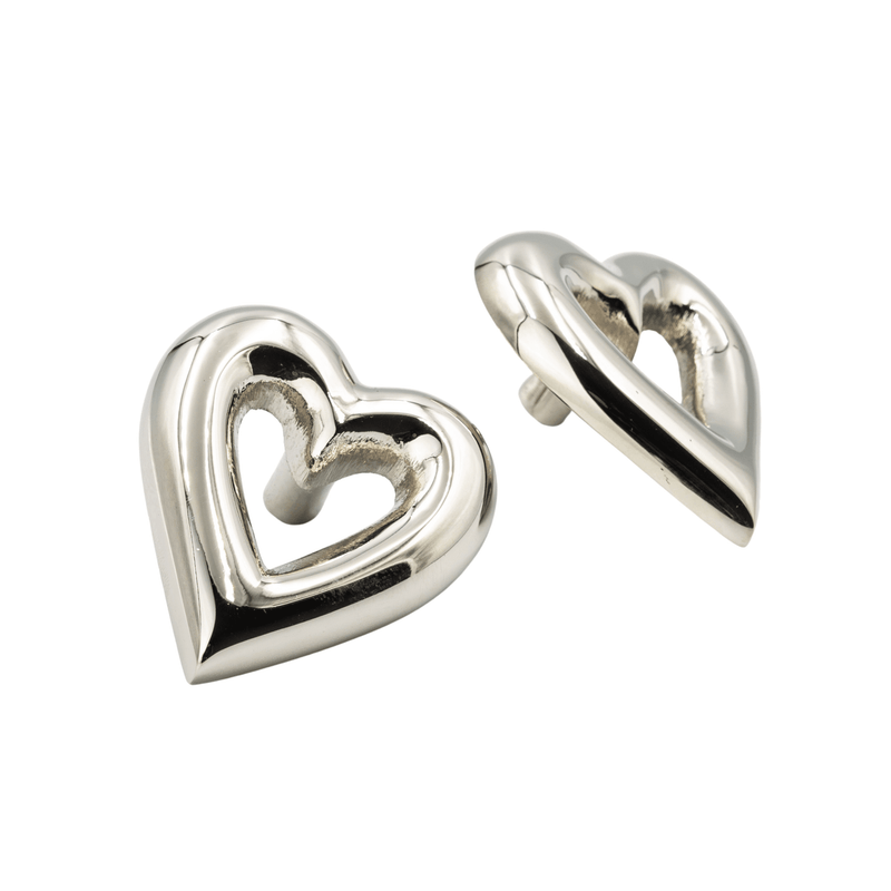 Brass Heart Drawer Cabinet Knob - Nickel Finish - Brass bee