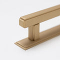 Solid Brass Art Deco Kitchen Pull Handles & Knobs With Backplates - Satin Brass Finish