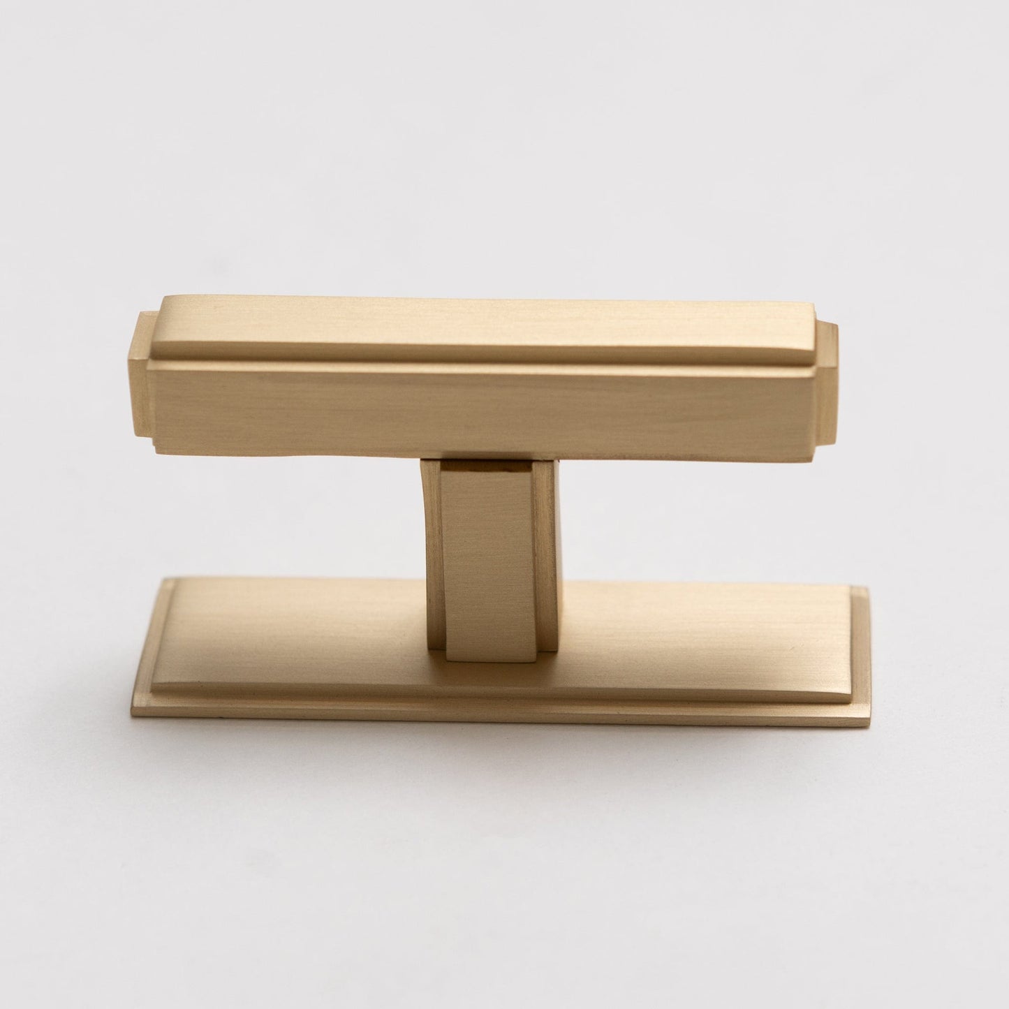 Solid Brass Art Deco Kitchen Pull Handles & Knobs With Backplates - Satin Brass Finish