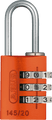 145 Series – Solid Aluminium Combination Padlock 145/20 | 3 Digit Code (Compact Size) Orange Love Handles uk