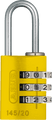 145 Series – Solid Aluminium Combination Padlock 145/20 | 3 Digit Code (Compact Size) Yellow Love Handles uk