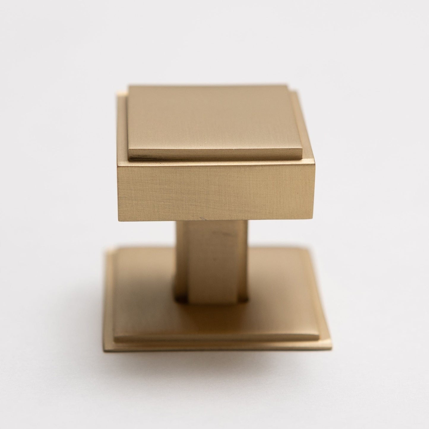 Solid Brass Art Deco Kitchen Pull Handles & Knobs With Backplates - Satin Brass Finish