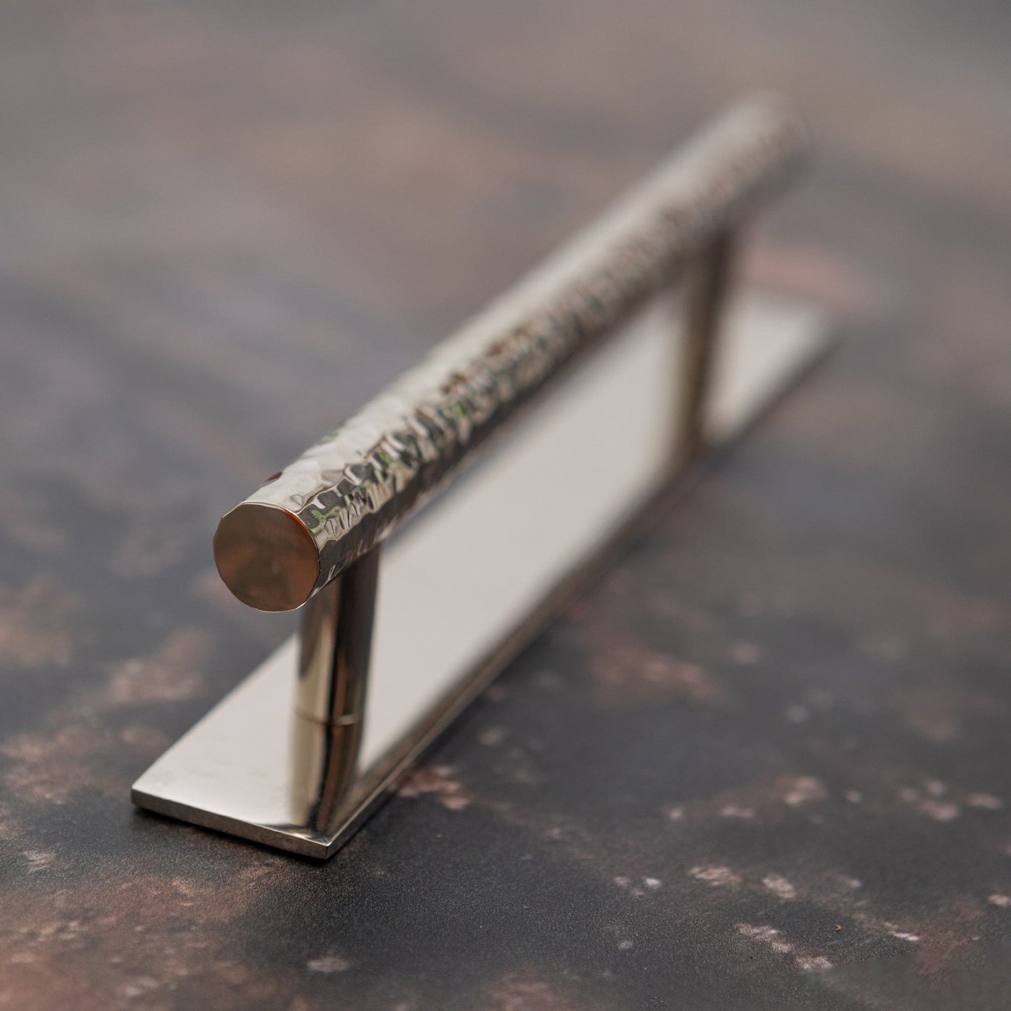 Solid Brass Nickel Hammered Cabinet Pull Handles & Knobs - Polished Nickel Finish