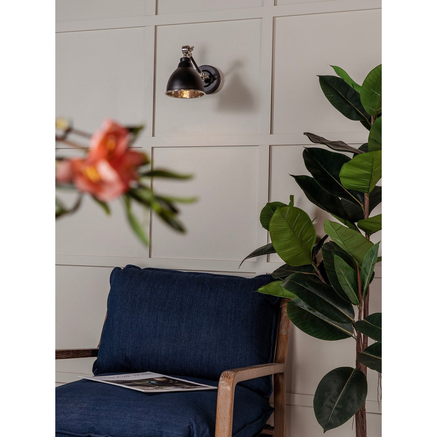 Hammered Nickel Brindley Wall Light