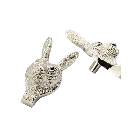 Brass Hare Drawer Cabinet Knob - Nickel Finish - Brass bee