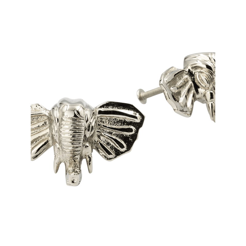 Brass Elephant Drawer Cabinet Knob - Nickel Finish - Brass bee