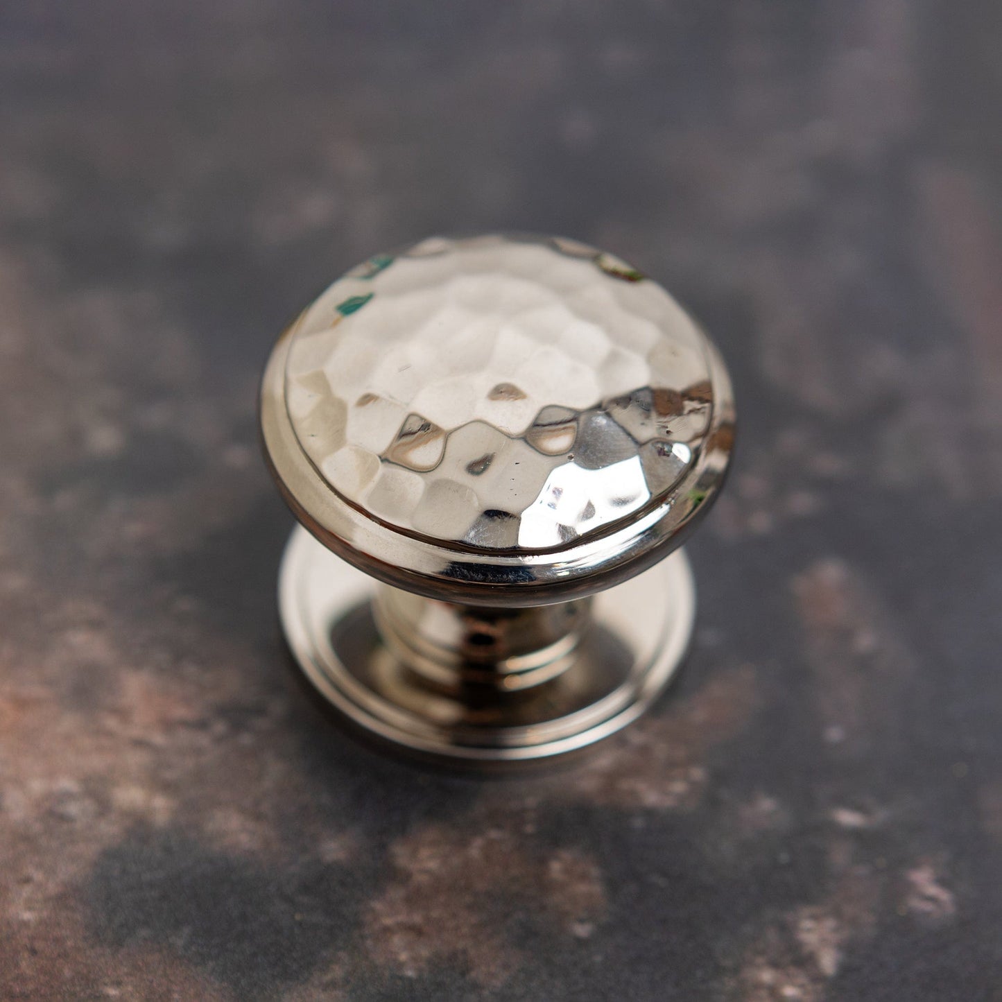 Solid Brass Nickel Hammered Cabinet Pull Handles & Knobs - Polished Nickel Finish