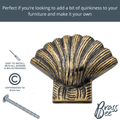 Brass Shell Drawer Cabinet Knob - Antique Brass Finish - Brass bee