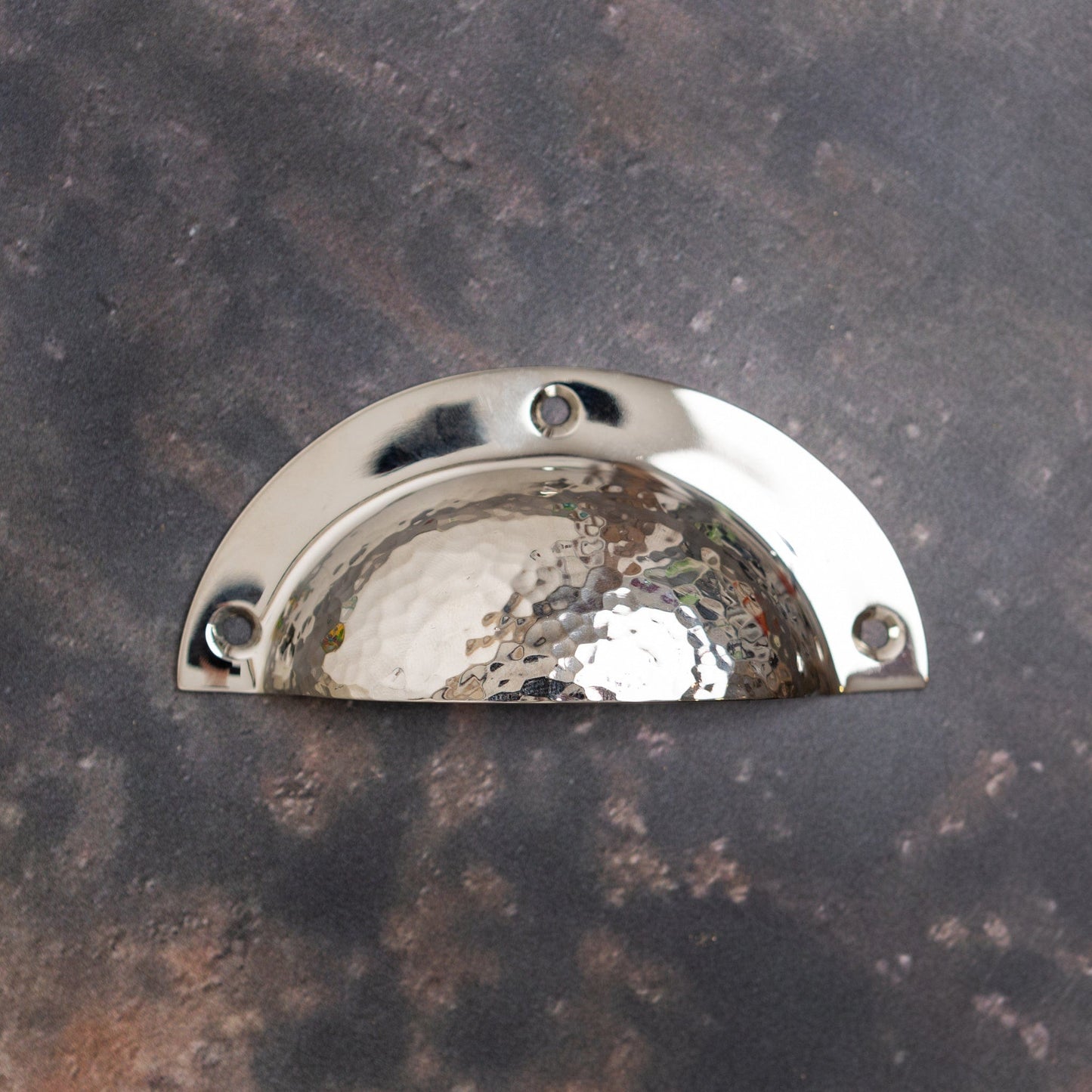 Solid Brass Nickel Hammered Cabinet Pull Handles & Knobs - Polished Nickel Finish