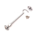 Spira Brass Silent Cabin Hook 4" - 100mm in polished silver color, featuring a hook design with two mounting plates and included screws for installation.