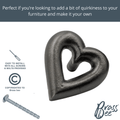 Brass Heart Drawer Cabinet Knob - Black Finish - Brass bee