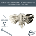 Brass Elephant Drawer Cabinet Knob - Nickel Finish - Brass bee