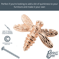 Brass Dragonfly Drawer Knob - Rose Gold Finish - Brass bee