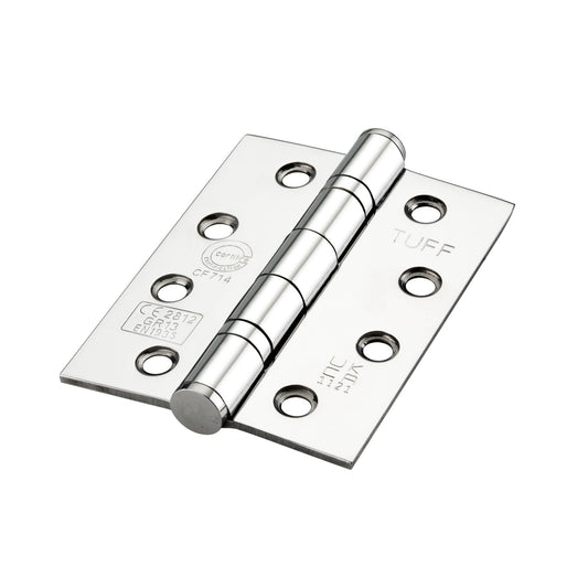 Spira Brass CE13 Stainless Steel BB Hinge featuring a shiny surface and six mounting holes. The hinge is designed for durability with a multi-pin configuration.