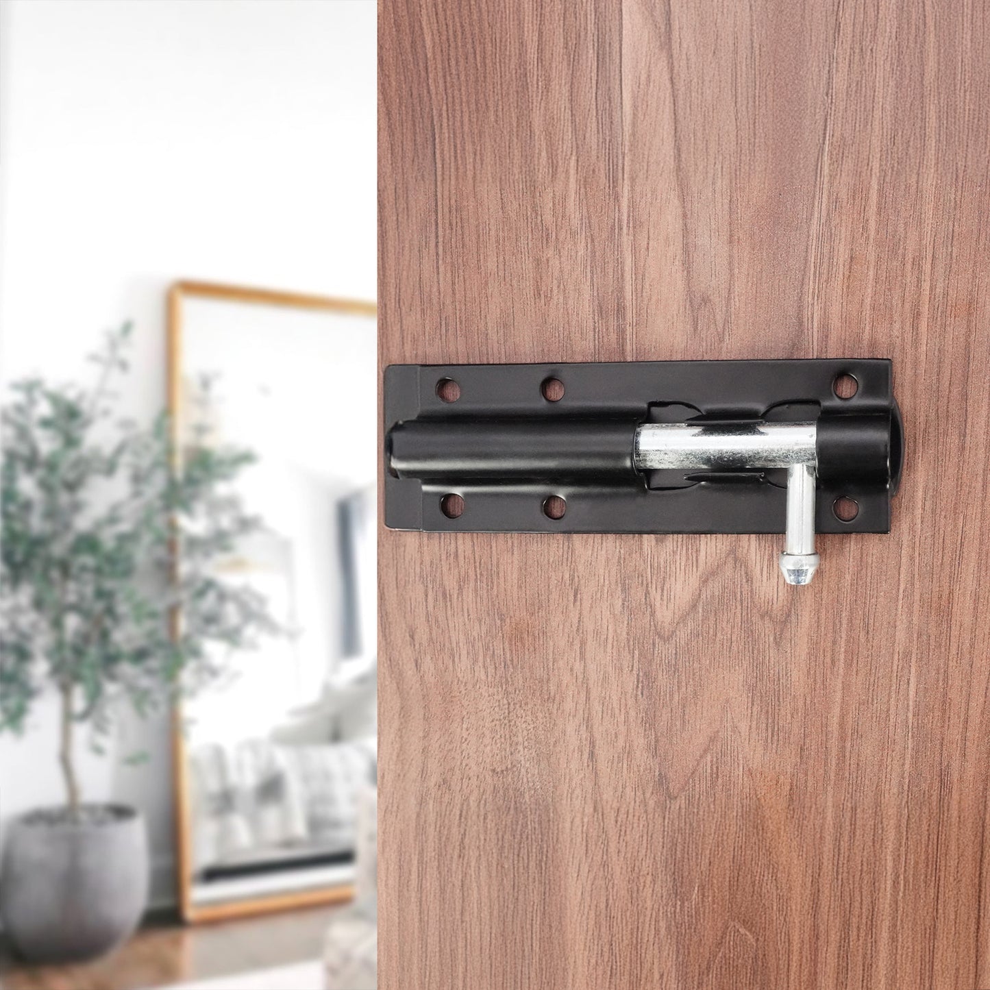 Straight Barrel Bolt – Black & Zinc Door Security Bolt
