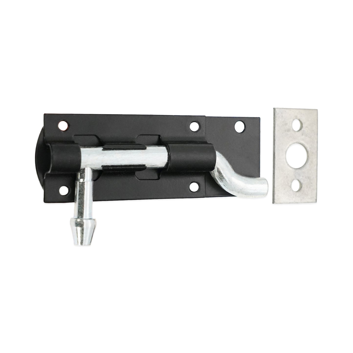 Necked Barrel Bolt – Black & Zinc Door Security Bolt
