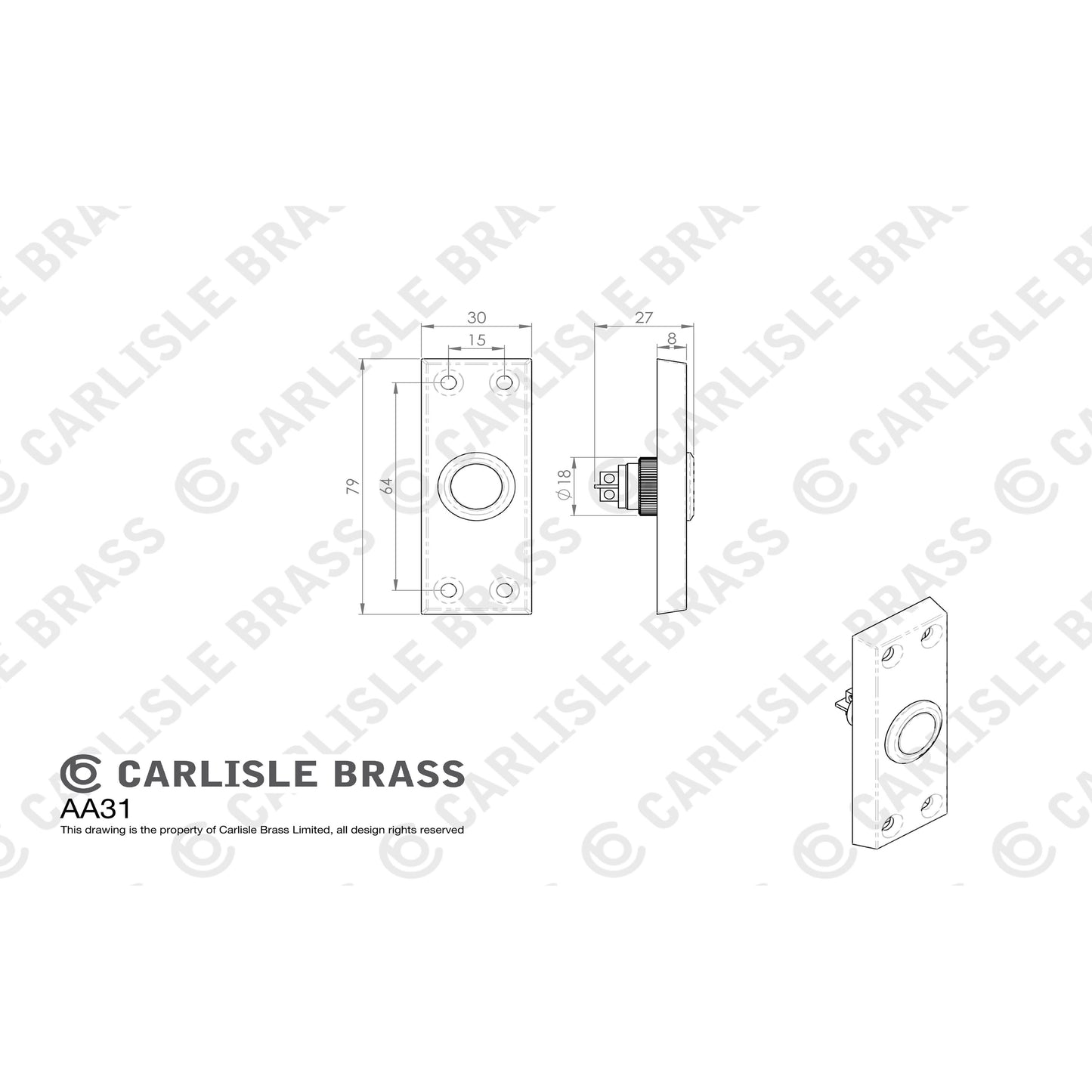 ESCUTCHEON - LOCK PROFILE ON CONCEALED FIX ROUND ROSE