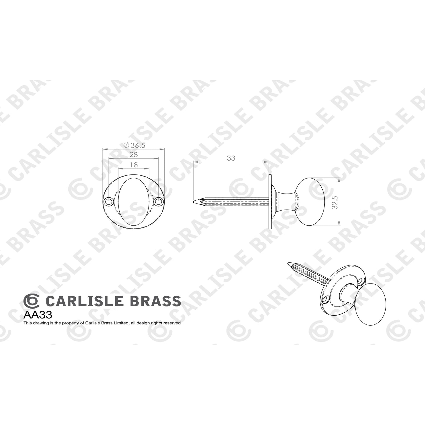 ESCUTCHEON - LOCK PROFILE ON CONCEALED FIX ROUND ROSE