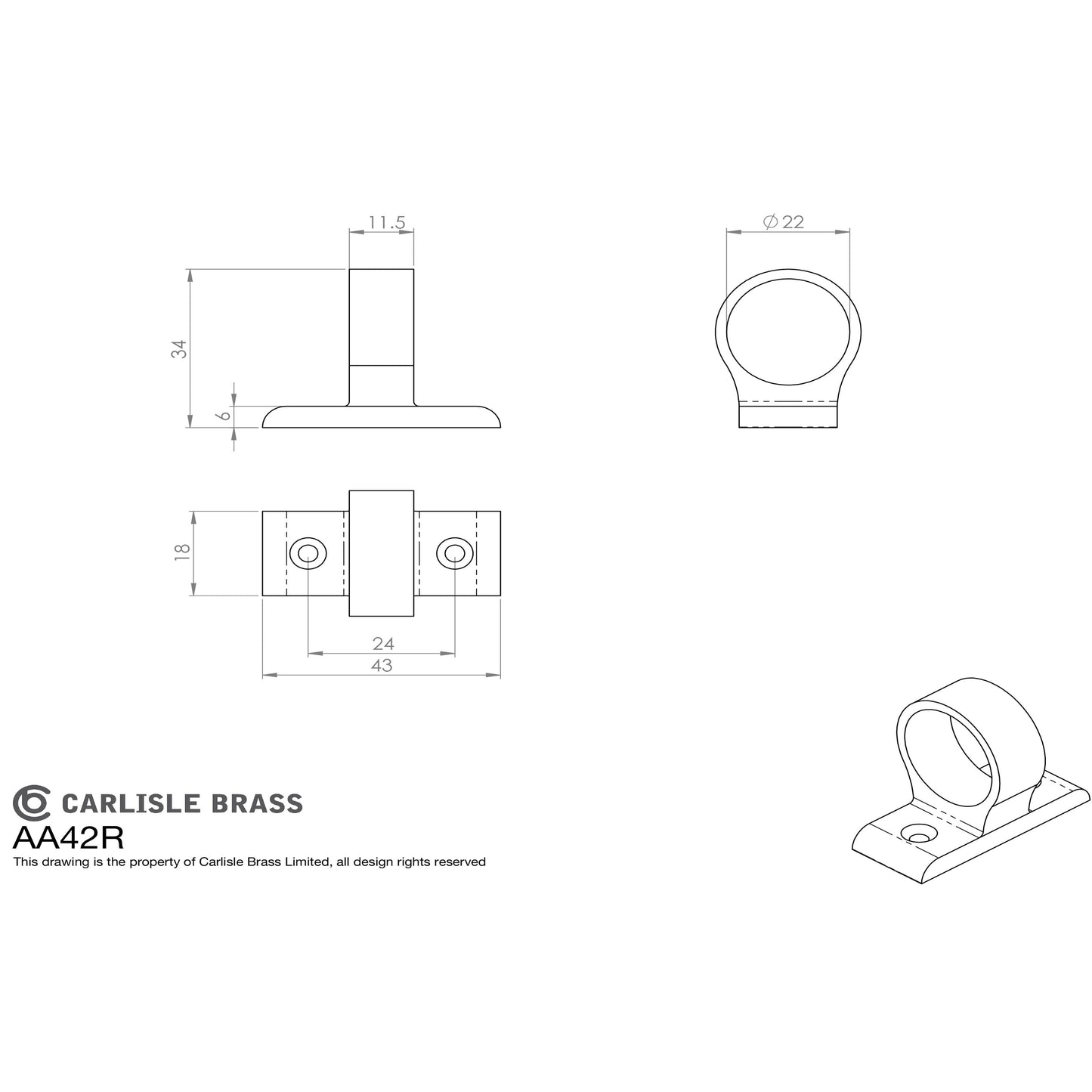 Ring Sash Lift (Horizontal Fix) - 45mm x 13mm