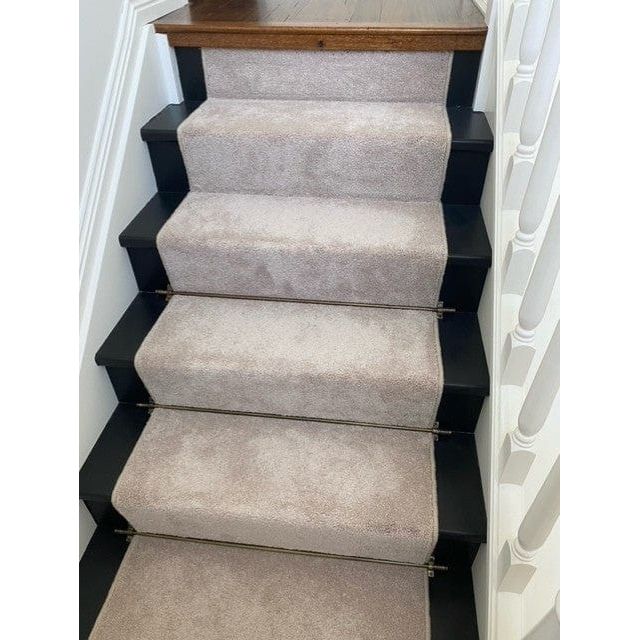 Antique Brass Stair Rods with Piston Finials - 900mm