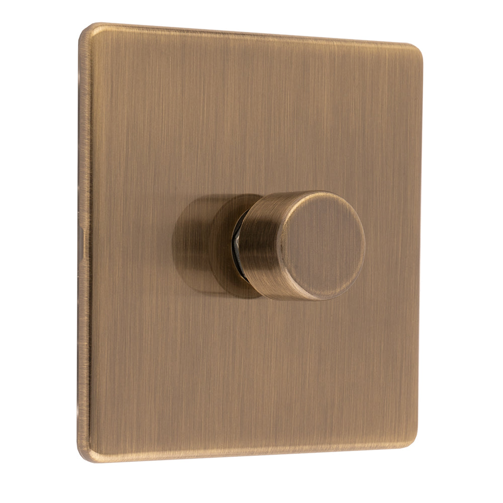 Concealed 3mm 1 Gang Dimmer - Antique Brass