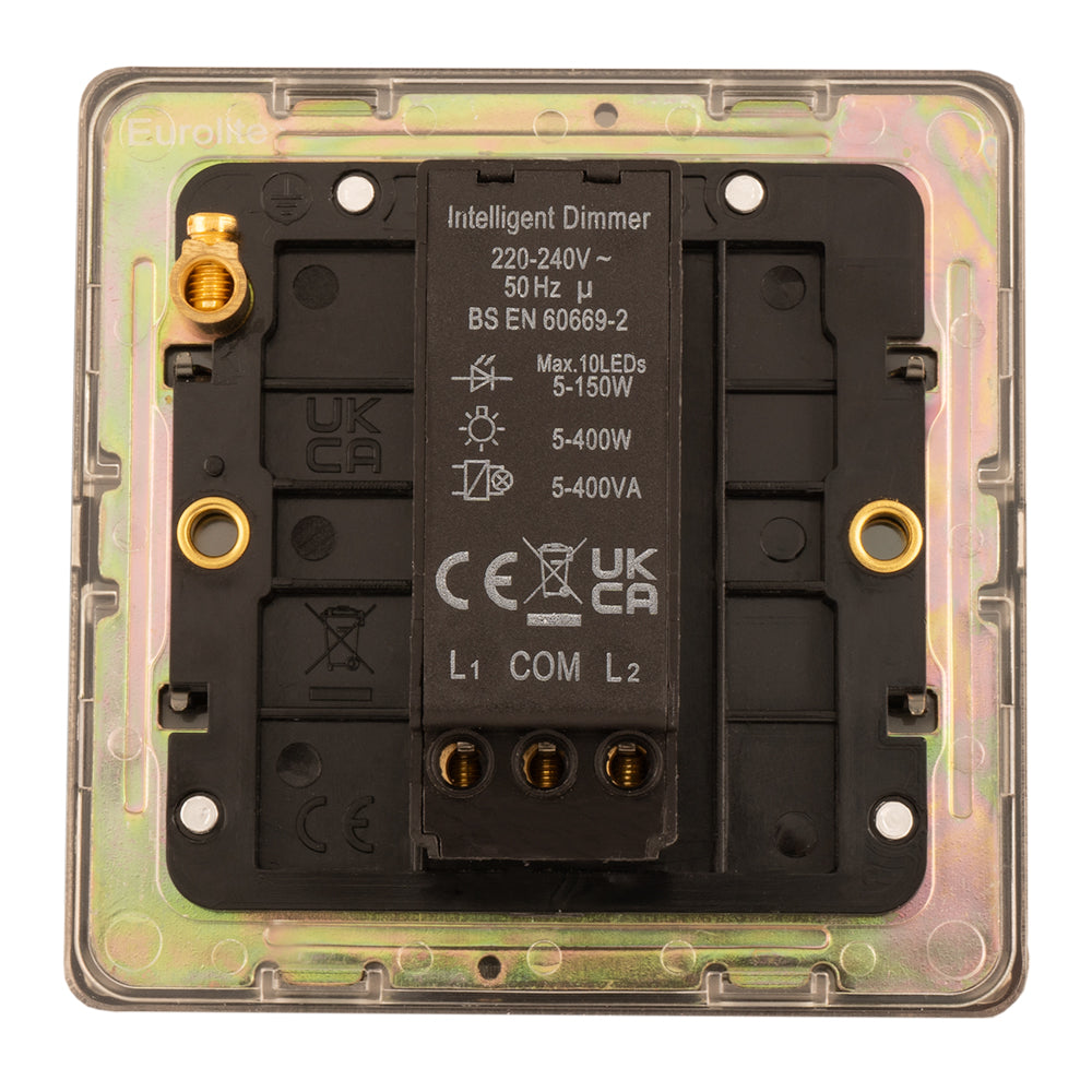 Concealed 3mm 1 Gang Dimmer - Antique Brass