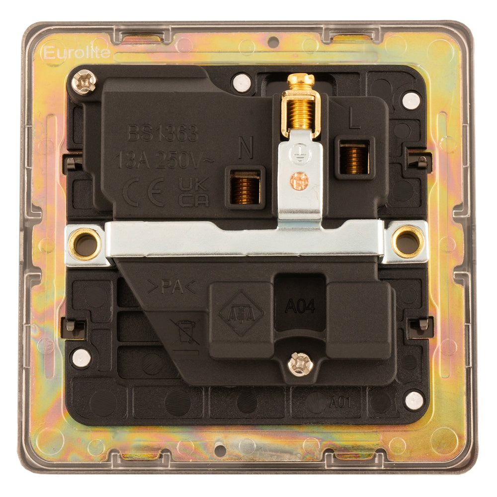 Concealed 3mm 1 Gang Socket - Antique Brass