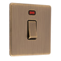 Concealed 3mm 20Amp Switch With Neon Indicator - Antique Brass