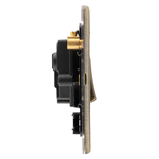 Concealed 3mm 20Amp Switch With Neon Indicator - Antique Brass