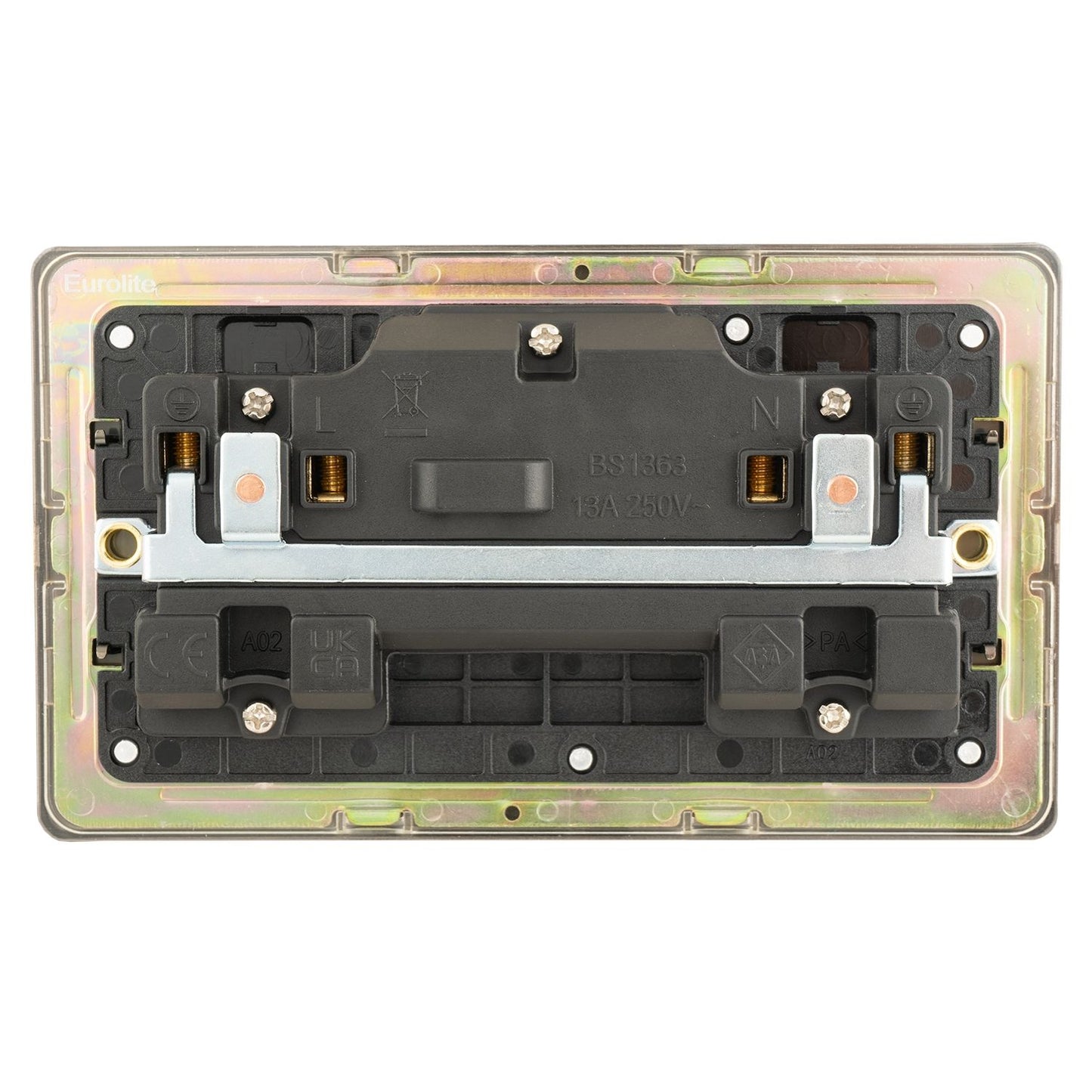 Concealed 3mm 2 Gang Socket - Antique Brass