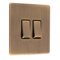 Concealed 3mm 2 Gang Switch - Antique Brass