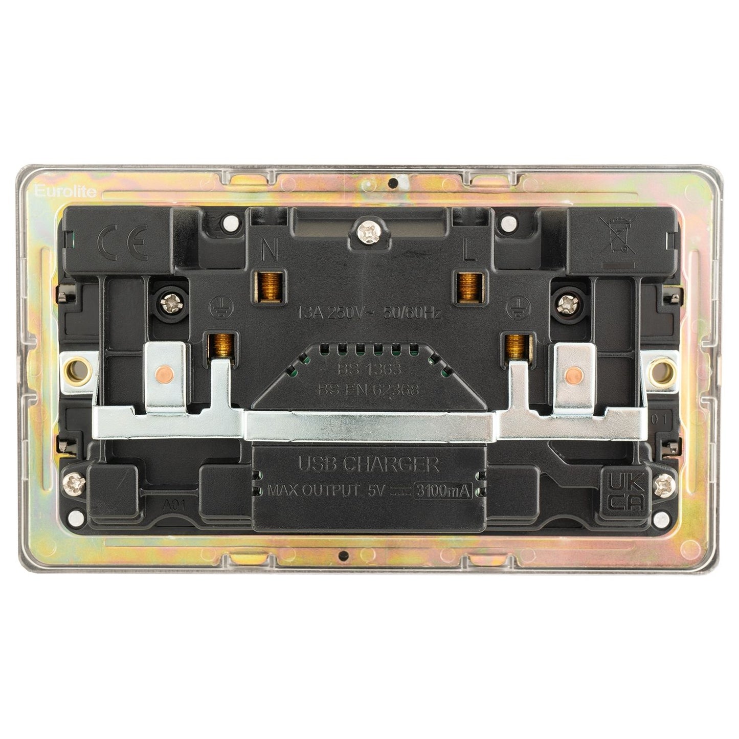 Concealed 3mm 2 Gang Usb Socket - Antique Brass