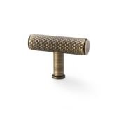 Alexander & Wilks Crispin Knurled T-Bar Cupboard Knob in a bronze finish, featuring a textured knurled surface and a T-bar shape, ideal for replacing cupboard hardware.