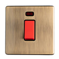 Concealed 3mm 45Amp Switch With Neon Indicator - Antique Brass