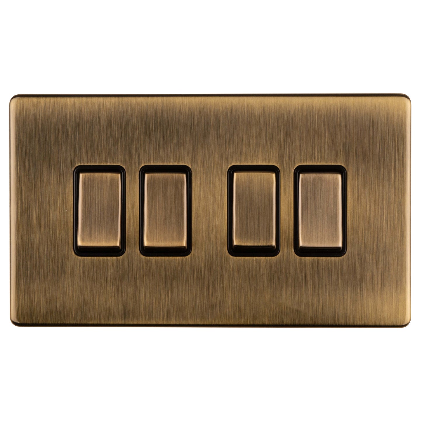 Concealed 3mm 4 Gang Switch - Antique Brass